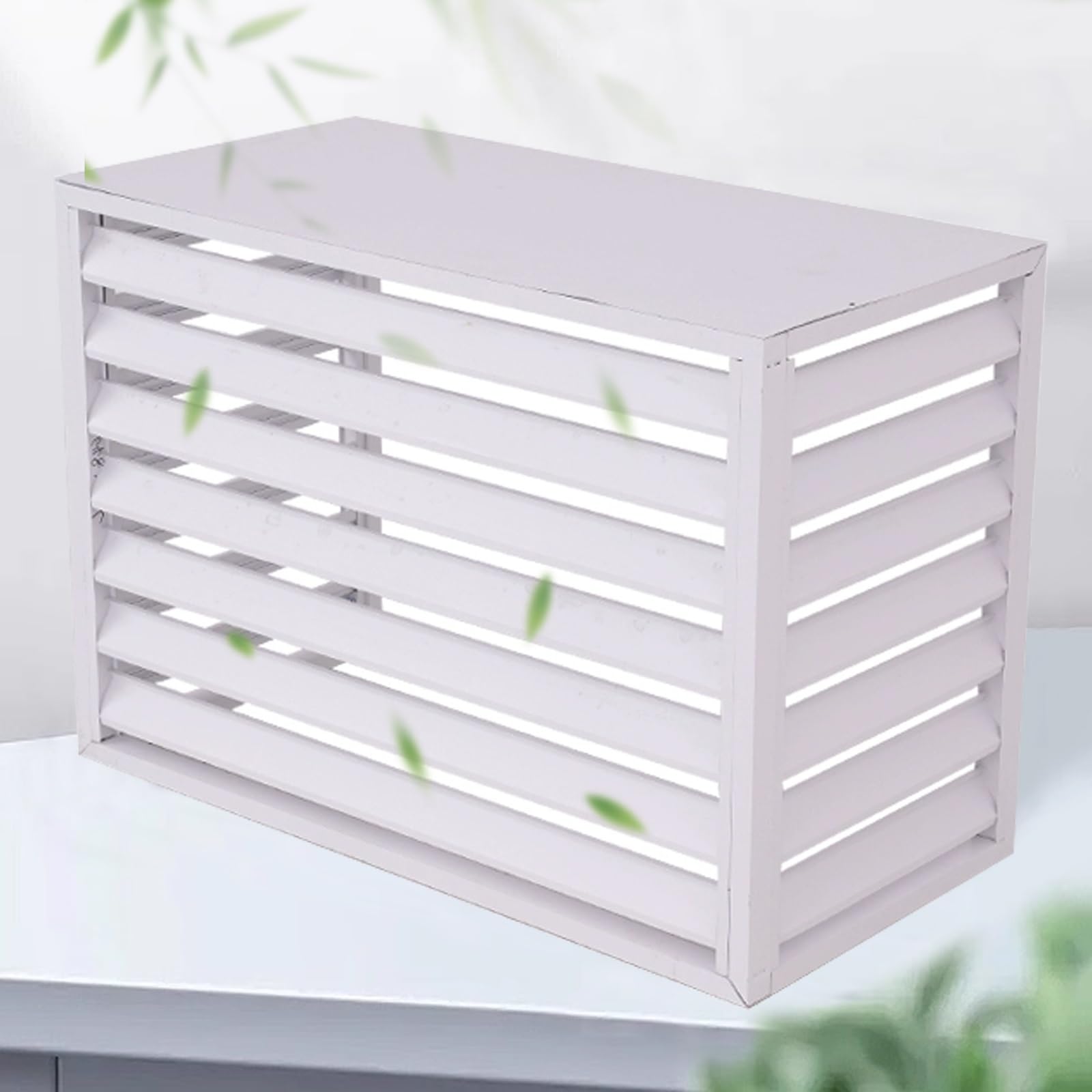 Cubierta Aire Acondicionado Exterior, Cubierta para Bomba de Calor, Soporte de Pantalla Decorativa de Privacidad para Plantas Exteriores(White,100x50x70cm/39x20x28in)
