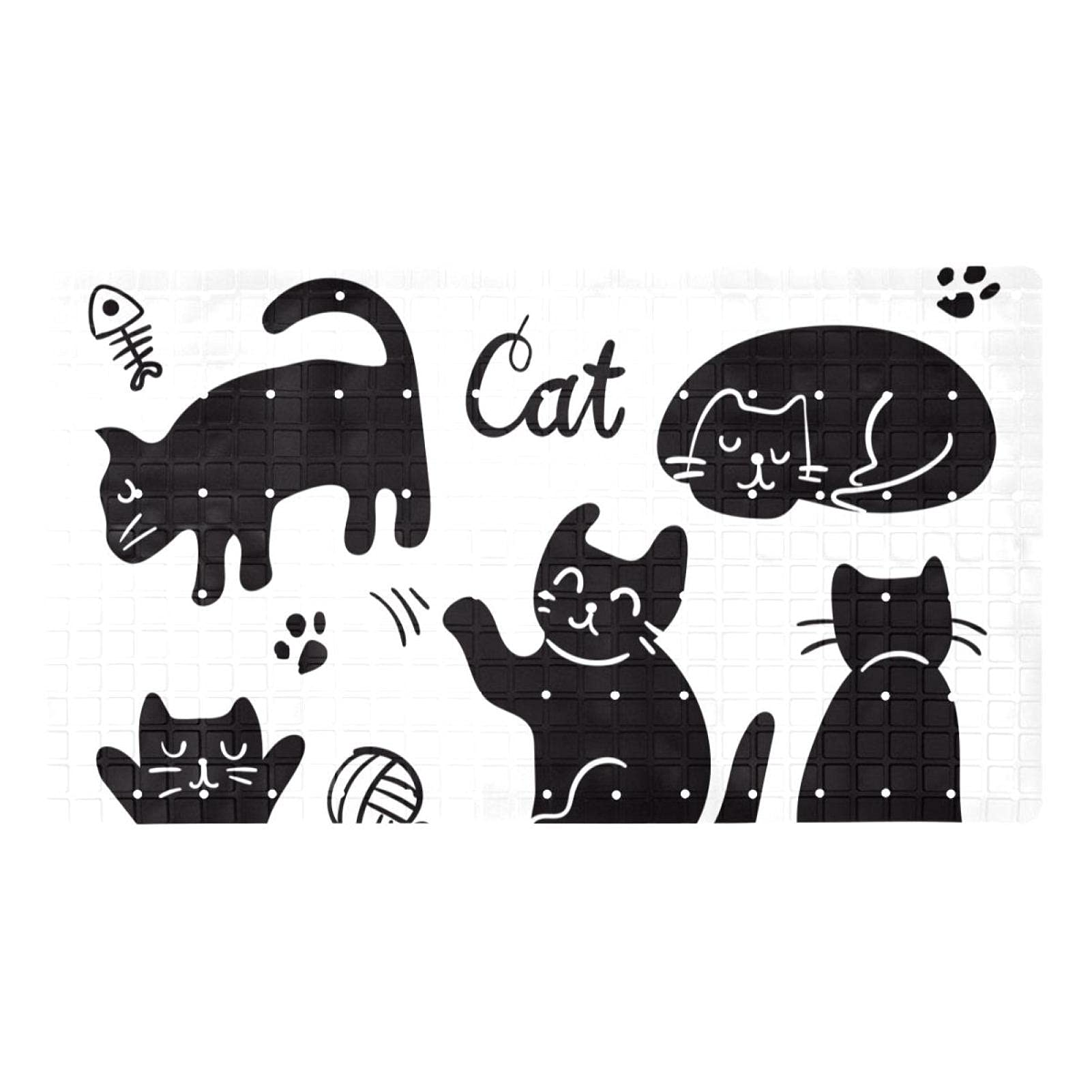 Tapis de douche antidérapant chat noir sécurisé pour la baignoire des enfants