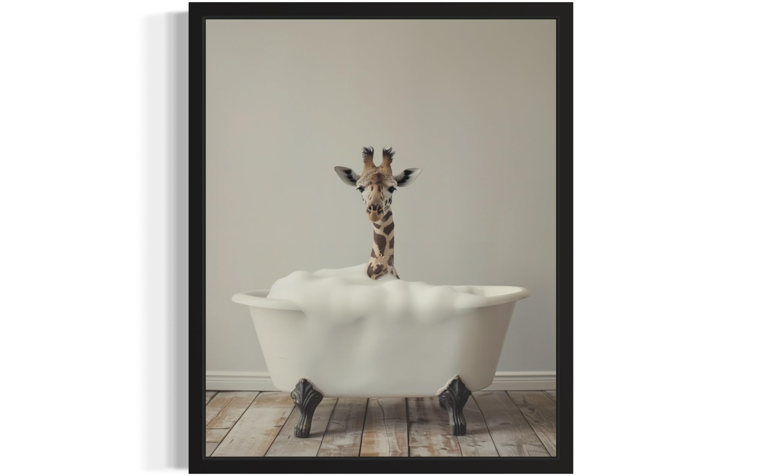 Giraffe in Bathtub Wall Art Print Poster, Bathroom Decor Posters Prints for Restroom Home Picture Painting Artwork Gallery 1 (Giraffe, 16 x 20 inches,