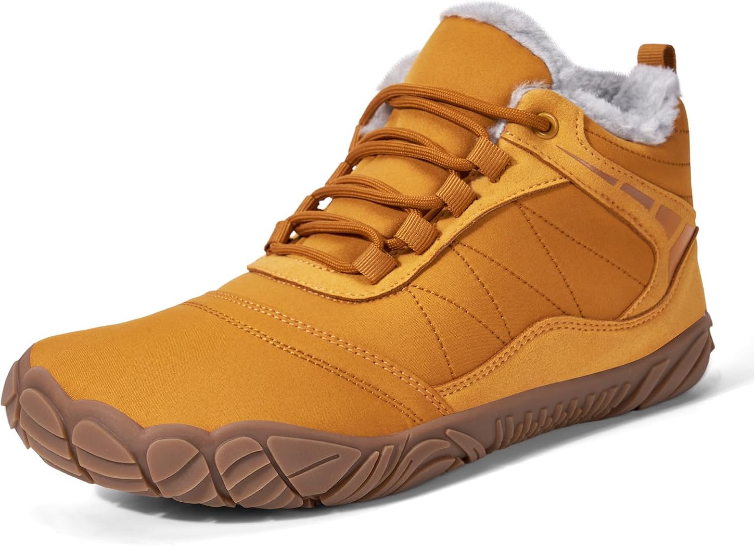 HiGropcore Barefoot Boots Women Men Fur Lined Winter Barefoot Shoes Water-Repellent Hiking Snow Boots Minimalist Wide Toe Box Ankle Booties