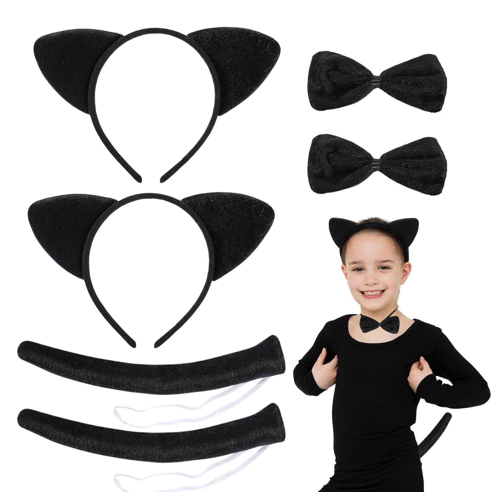 UILYNIU 6 Pcs Cat Costume, Cat Ears Headband, Animal Fancy Dress, Animal Costume, Unisex Party Costume Accessories