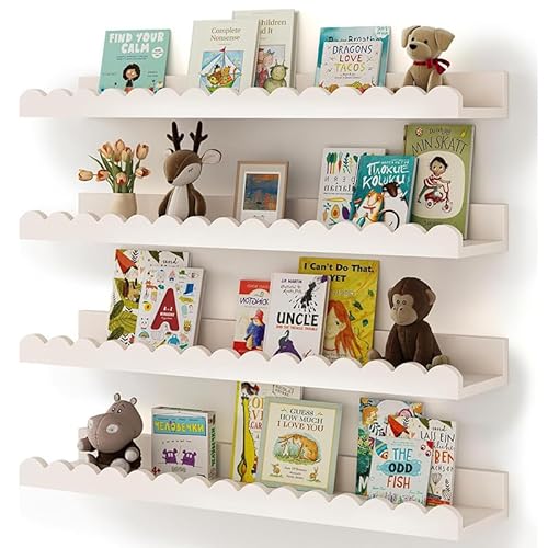 Gugxiom Estantería infantil de 4 piezas para fotos flotante blanca para habitación infantil estantes