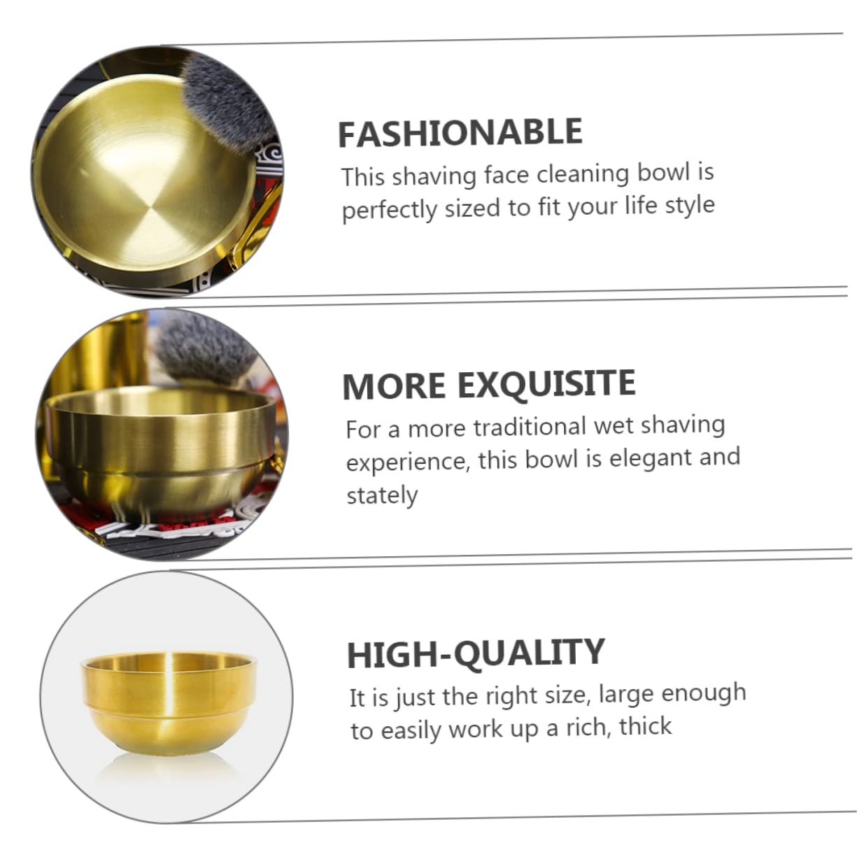 Ipetboom Stainless Steel Shaving Brush Beard Styling Foam Brush Shaving Bowl Shave Soap