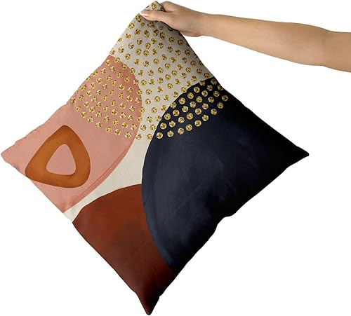Miniatura 2 de Juego de 2 fundas de almohada abstractas bohemias de 18 x 18 pulgadas, estéticas azul marino naranja quemado geométricas decorativas para sofá,