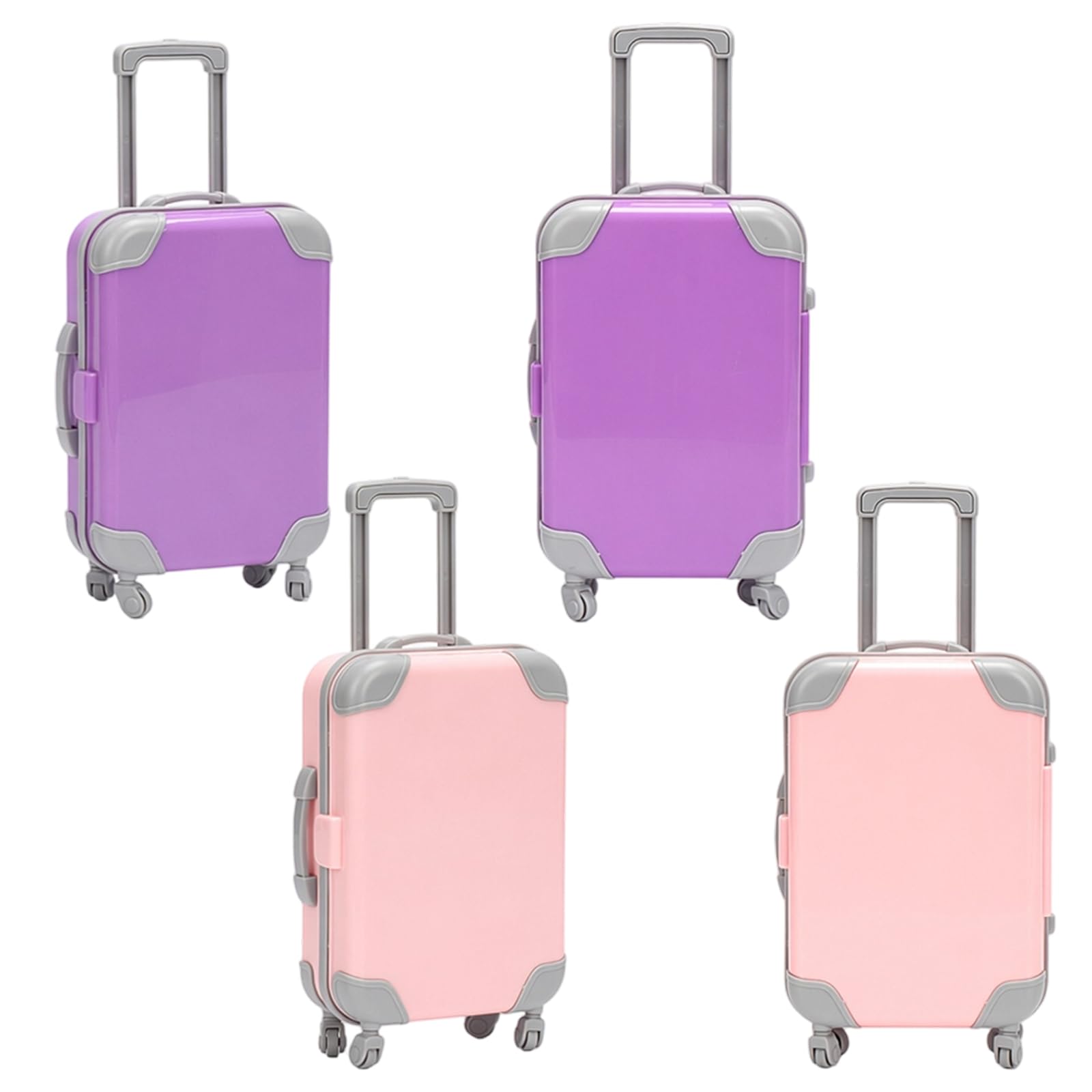 4Pcs Mini Suitcase Set, 10x6x3cm Suitcase Accessories for Miniature Displays, Party Favours and Small Collectibles Storage (2 Pink, 2 Purple)