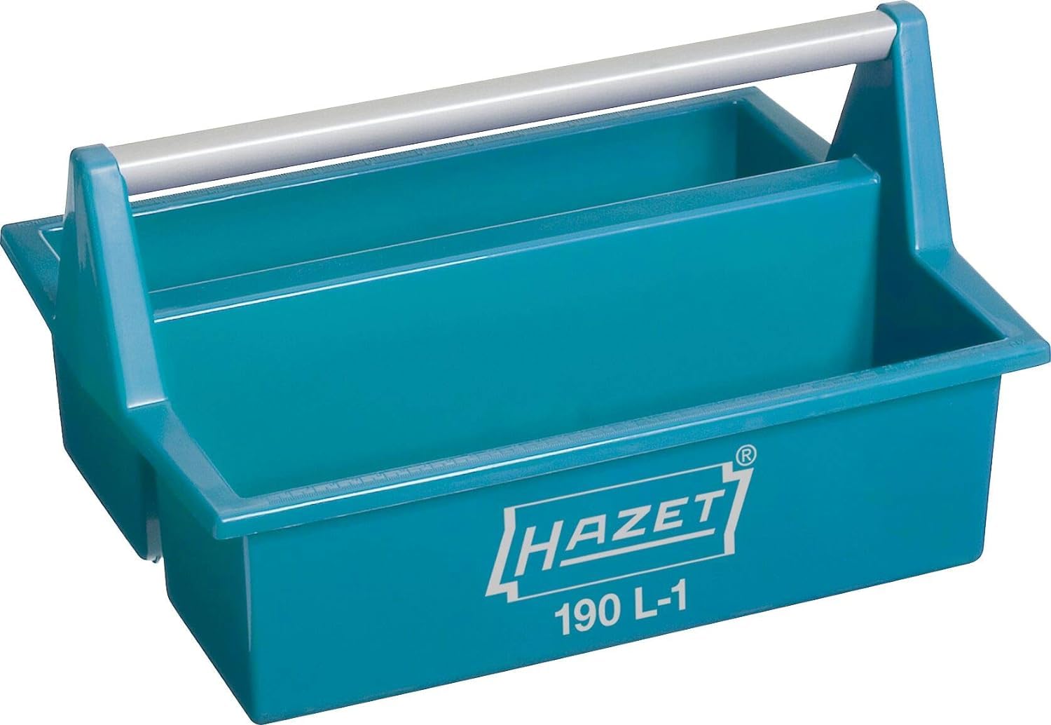 Caja de herramientas HAZET 190L-1 I abierta y manejable, incl. escala de longitud (cm/in), apilable, asa de transporte robusta de aluminio I maletín de transporte móvil de plástico