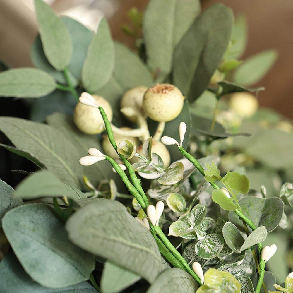 22-Zoll-grüner Eukalyptuskranz für Türwand Künstlicher Eukalyptusgrüner Blattkranz mit großen Beeren Sommerfest Grünkran