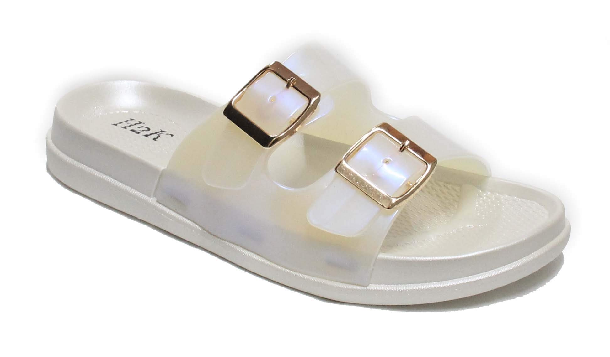 H2KH2K Women's Lightweight Comfort Soft Slides EVA Adjustable Double Buckle Flat Sandals Buddy