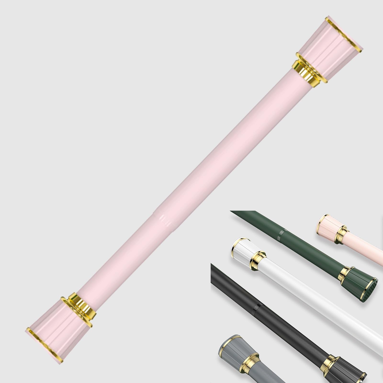 Shower Curtain Rod, 28-48 Inch Never Rust Non-Slip Adjustable Tension Curtain Rod,No Drilling Spring Tension Shower Rods for Hanging Clothes,Wardrobes,Shoe Cabinets,Curtain (Color : Pink, Size : 28-