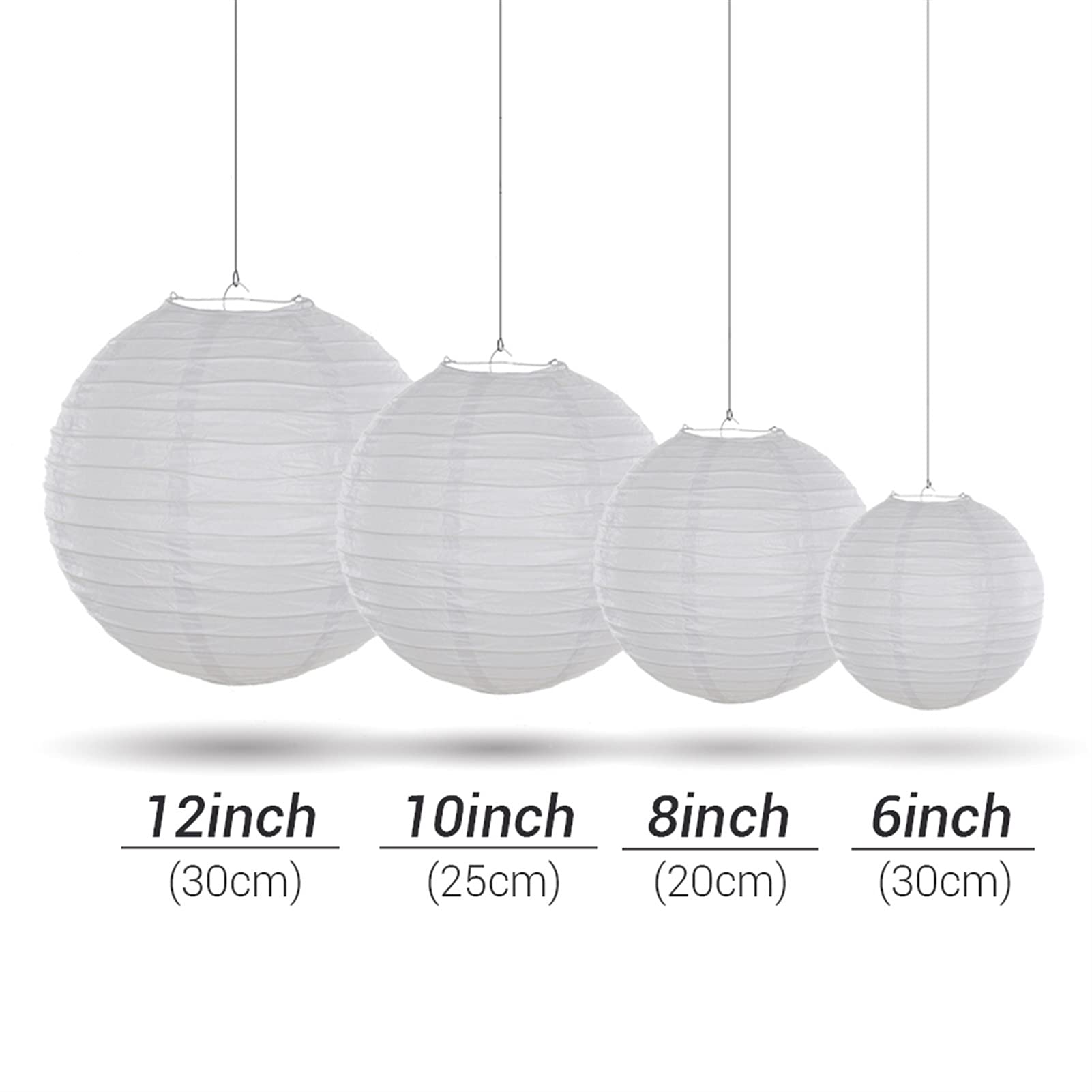 Festival de farolillos 20 piezas/lote tamaño de mezcla 6 '' - 12 '' farolillos de papel rosa bola de papel chino para decoración colgante privada de boda (color: blanco)