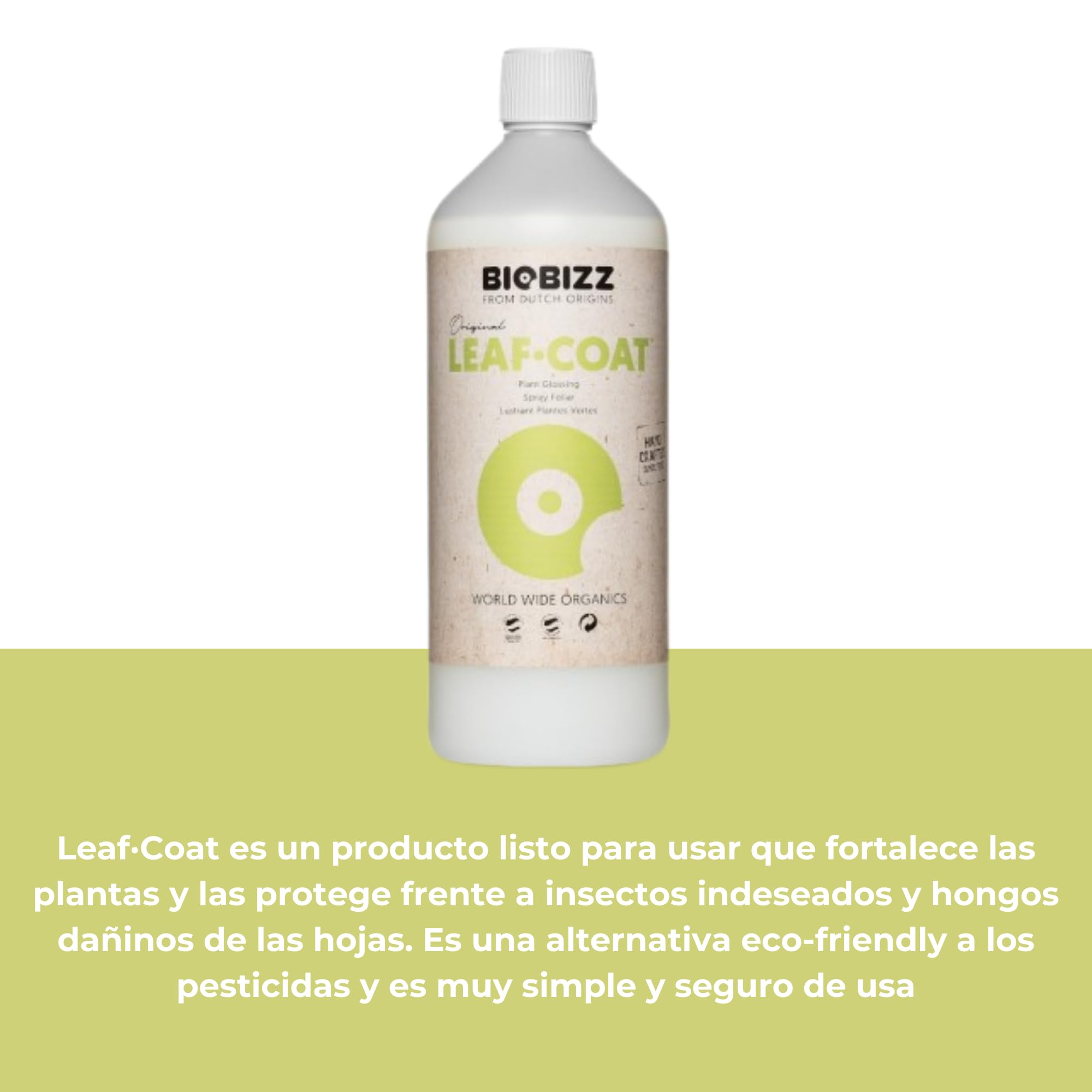 GROWMANIA Leaf Coat von BioBizz 1L + Probe Boost Up von Up Nutrients + Messbecher | Natürlicher Blattüberzug | Stärkt Pflanzen in mittelgroßen Gärten und Obstgärten