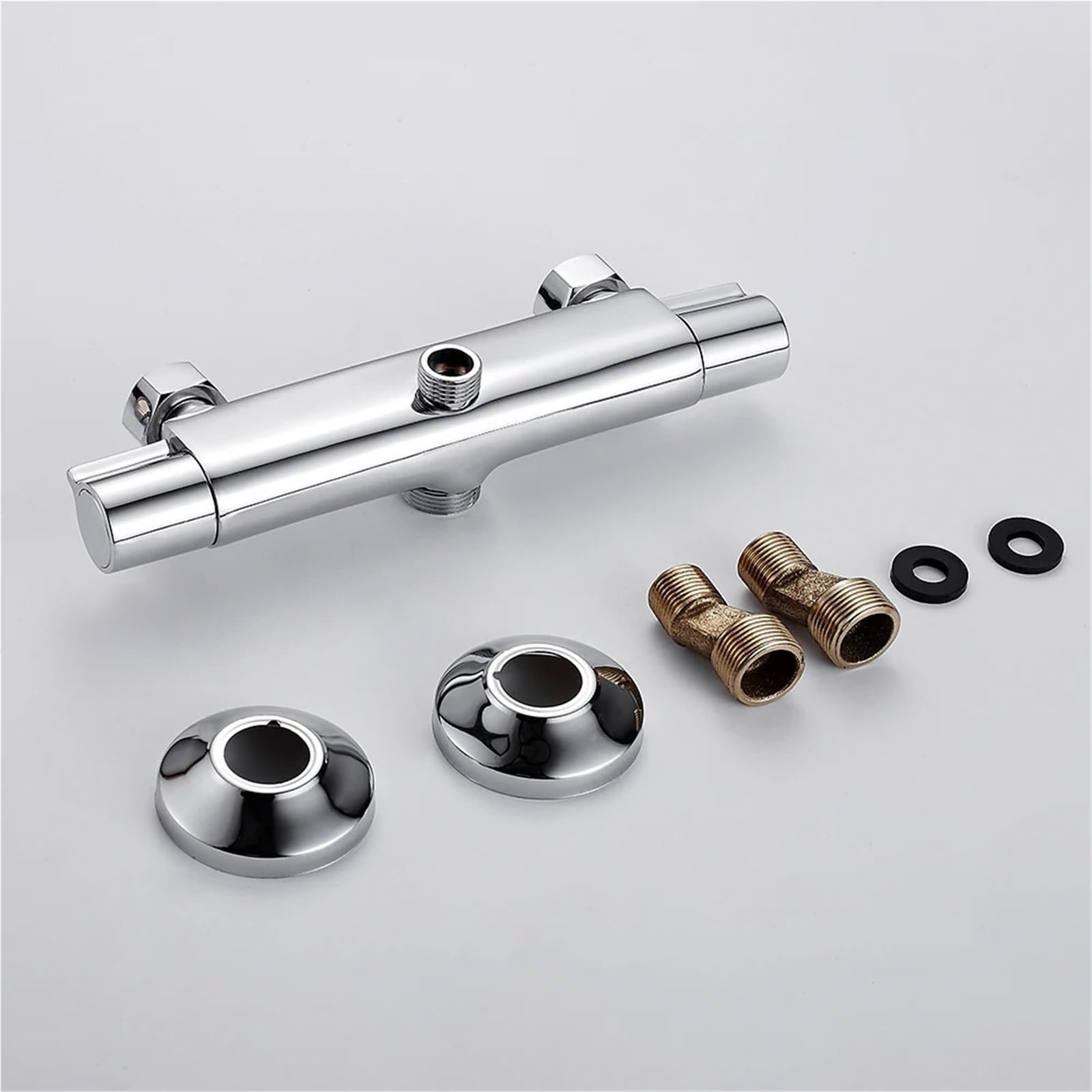 Grifo de ducha termostático for baño, mezclador pared, control temperatura, lluvia, cromado, doble salida Para Baños y Bañeras