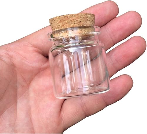 Miniatura 2 de 1.457x1.575x1.063 in 0.7 fl oz Lindos frascos de vidrio botellas de vidrio con corchos pequeños frascos de vidrio botellas de regalo Fábrica al por