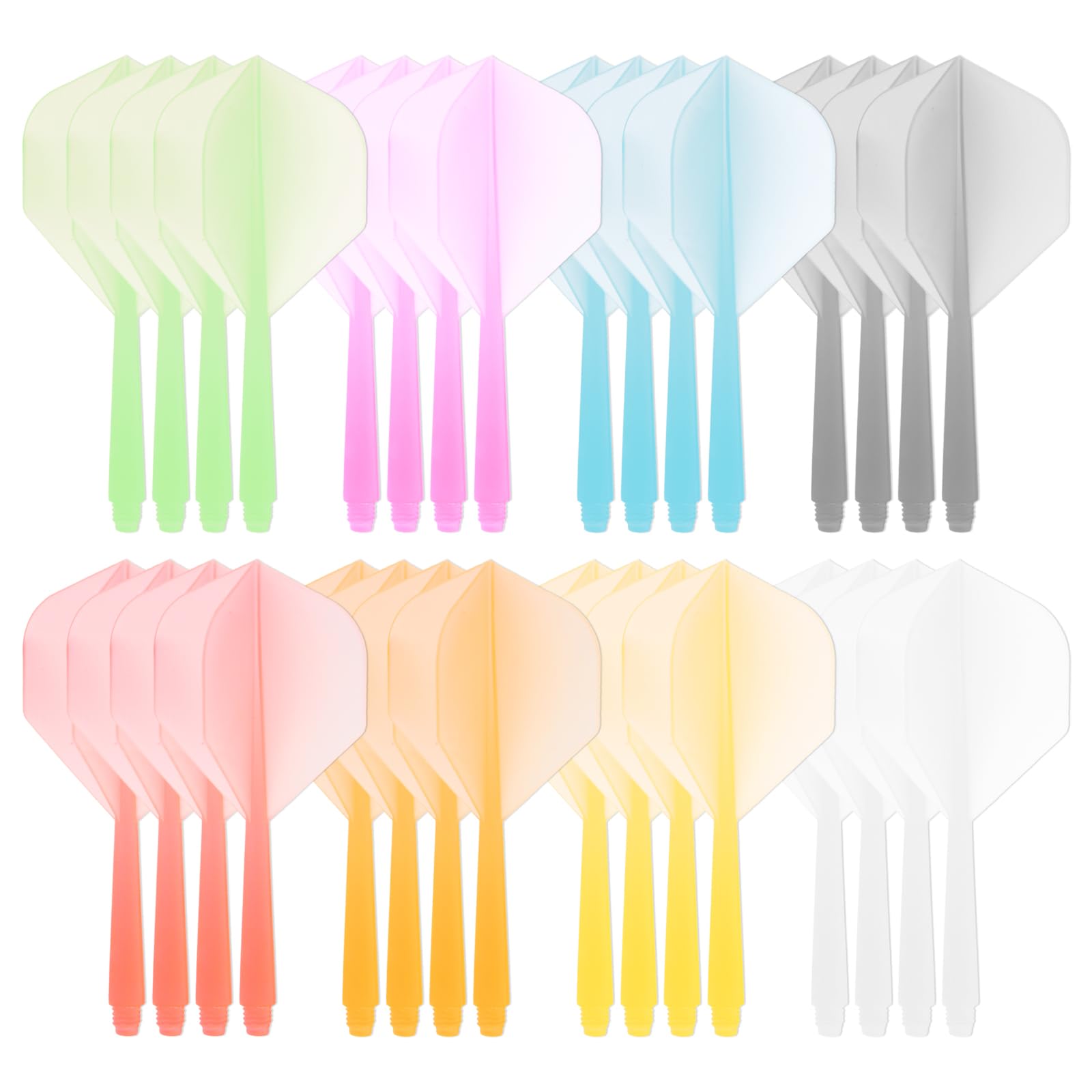 Sxutop 24 Pieces Integrated Dart Shafts and Flights All in One Dart Flights and Stems Plastic 2BA Integrated Shaft Flight All in One Darts Shafts Accessories for Home Game Room, 8 Colours
