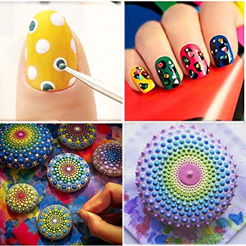 Mandala Dotting Tools Stencils Set, ORANDESIGNE 36 PCS Mandala Rocks Painting Pens Trays Brushes Stencil Templates for Clay Carving Nail Art Drawing and Drafting - Thumbnail 5