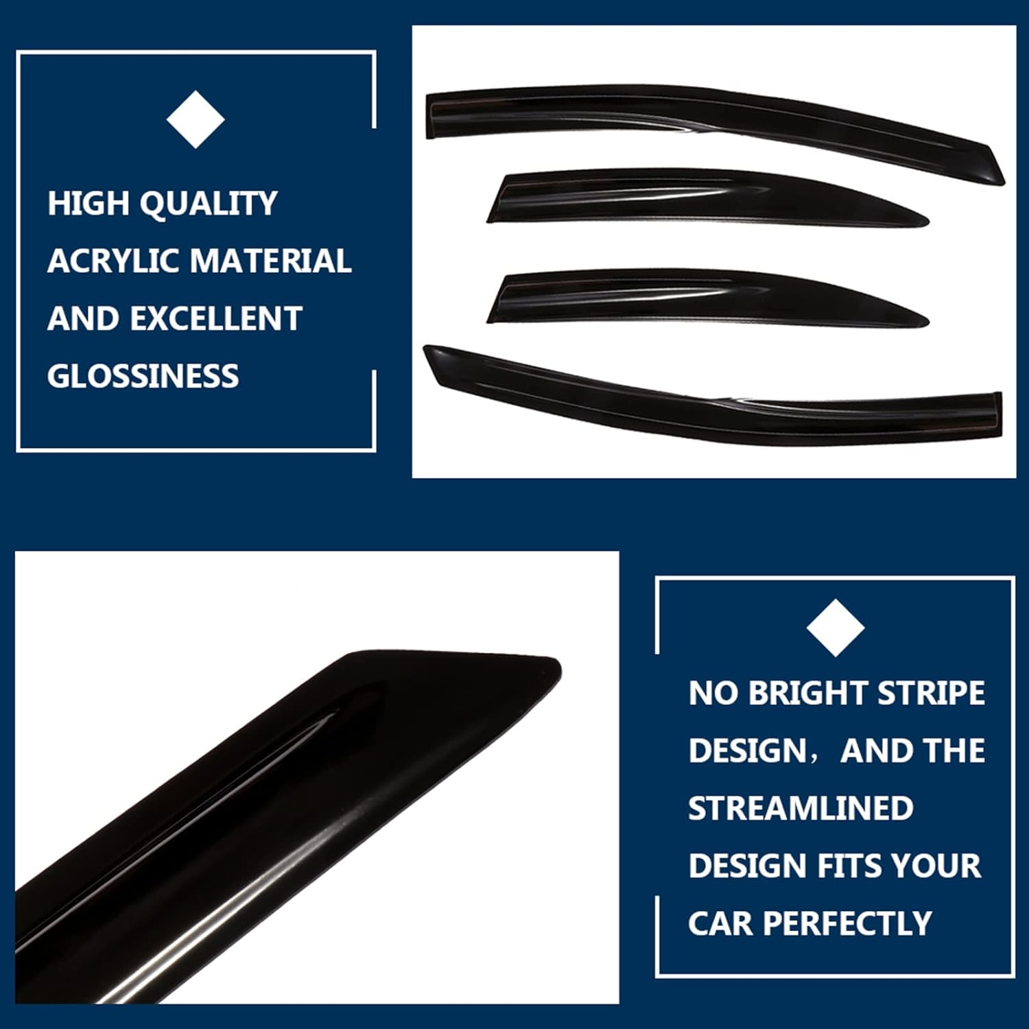 OCPTY Window Visors 4Pcs (Front+Rear) Tape-On for 2006-2011 for Honda Civic