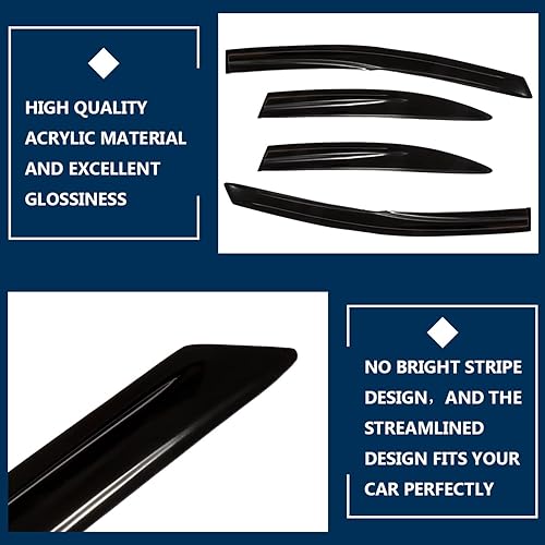 Vista 3 de OCPTY Viseras de ventana 4 piezas (delantera+trasera) con cinta adhesiva para Honda Civic 2006-2011