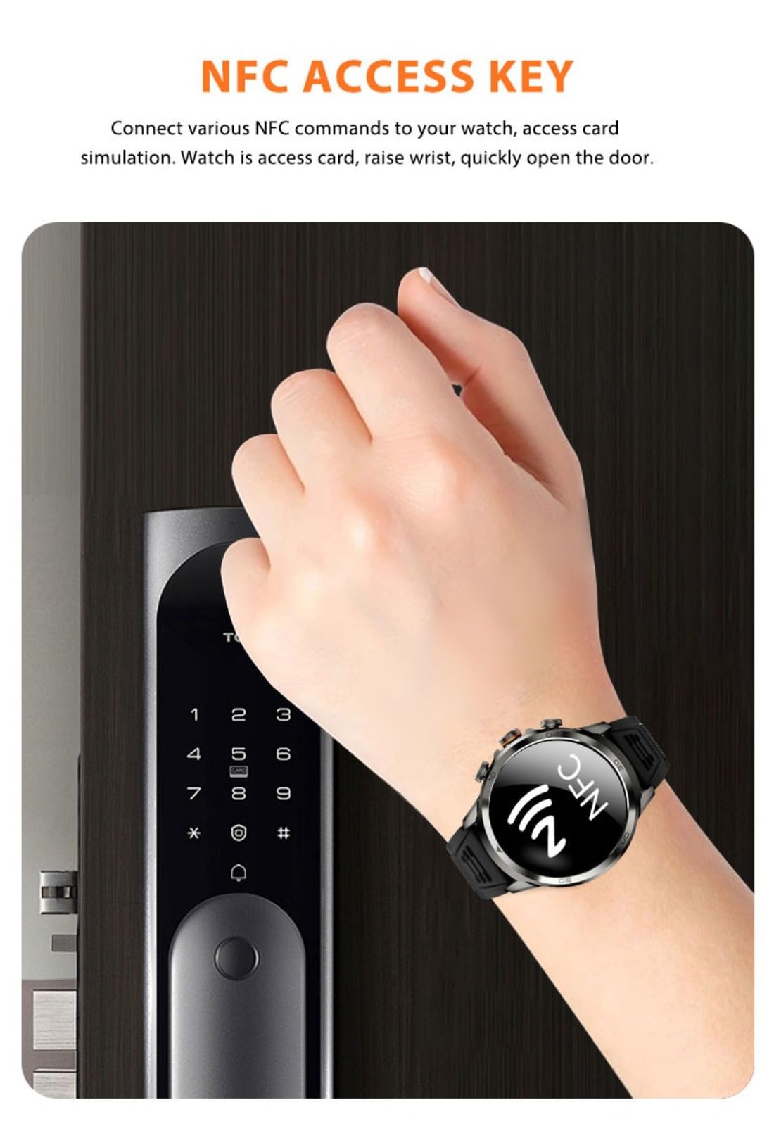 Reloj inteligente Android 4G, pantalla HD de 1.95 pulgadas, rastreador de fitness, monitor de frecuencia cardíaca, NFC, impermeable IP67