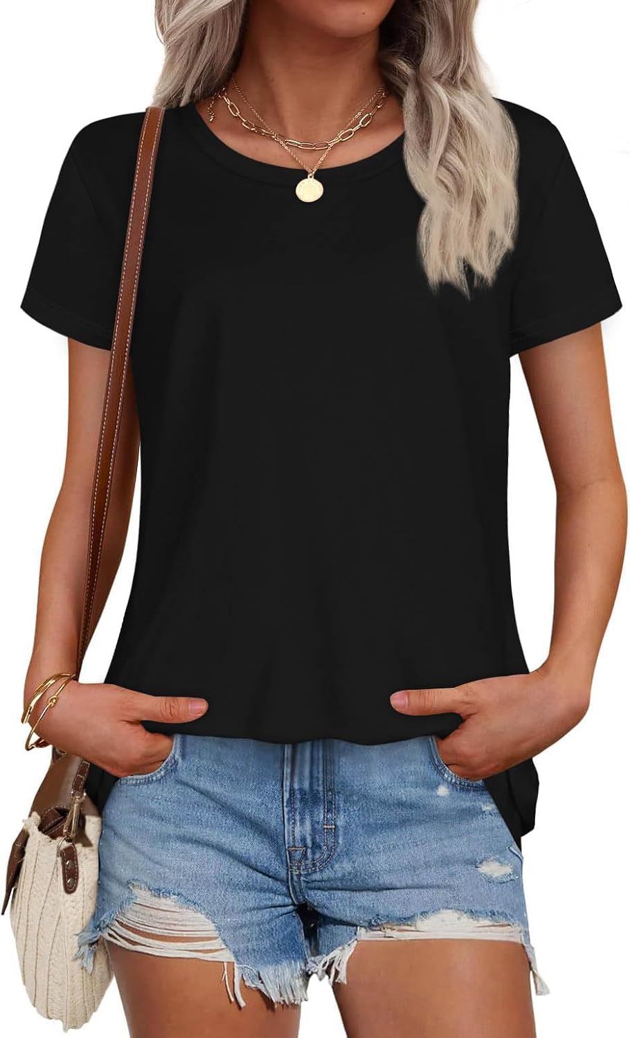 T Shirts for Women Summer Short Sleeve Crewneck Casual Cute Graphic Basic Tees Tops