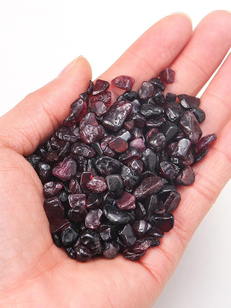 Namzi 1kg Natural Crystal Crushed Stone Deep Red Aromatherapy Polishing Stone Demagnetized Stone Fish Tank Purification Decoration Natural Stone 5-7mm