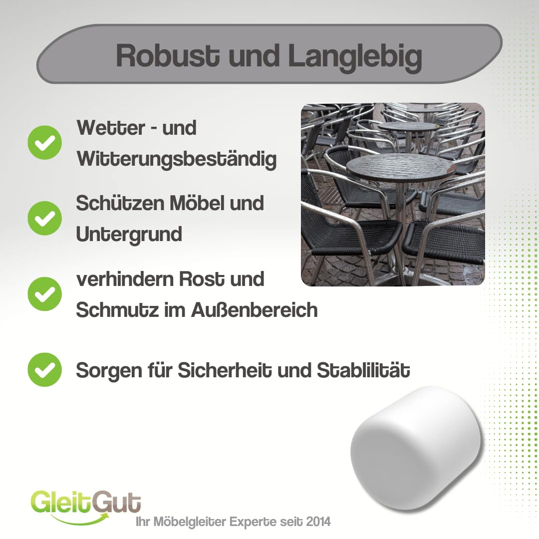 Weiße Gummi-Stuhlbeinkappen Hocker-Tischbeinkappen, Vierkantrohr-Endkappen Weiße Gummi-Stuhlbeinkappen Hocker-Tischbeinkappen, Vierkantrohr-Endkappen