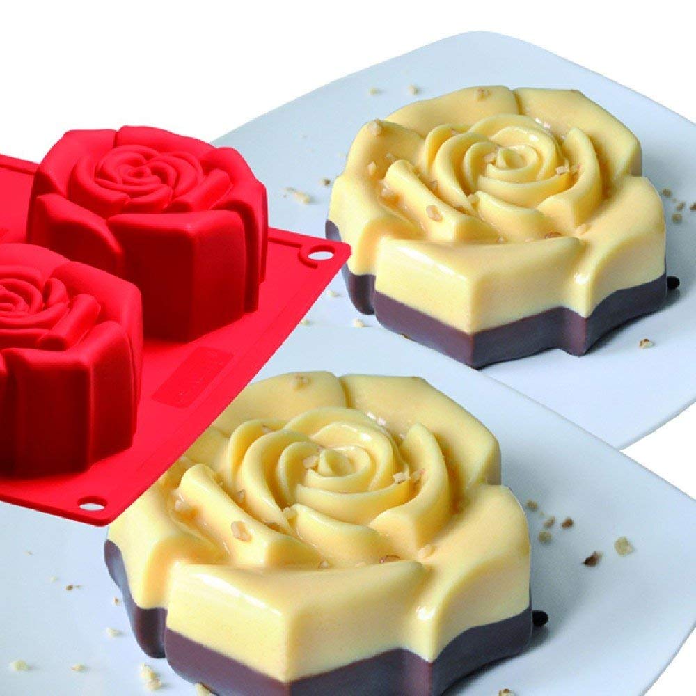 Wonderchef Silicone Pavoni Rosa Fiorita 6 Portions Mould, Red - Image 2 thumbnail