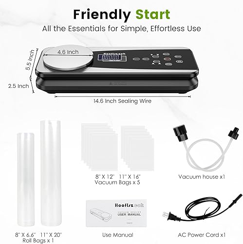 Miniatura 7 de Máquina selladora al vacío para alimentos, sellador de alimentos completamente automático de 85 kpa, sellado al vacío para ahorro de seco y húmedo,