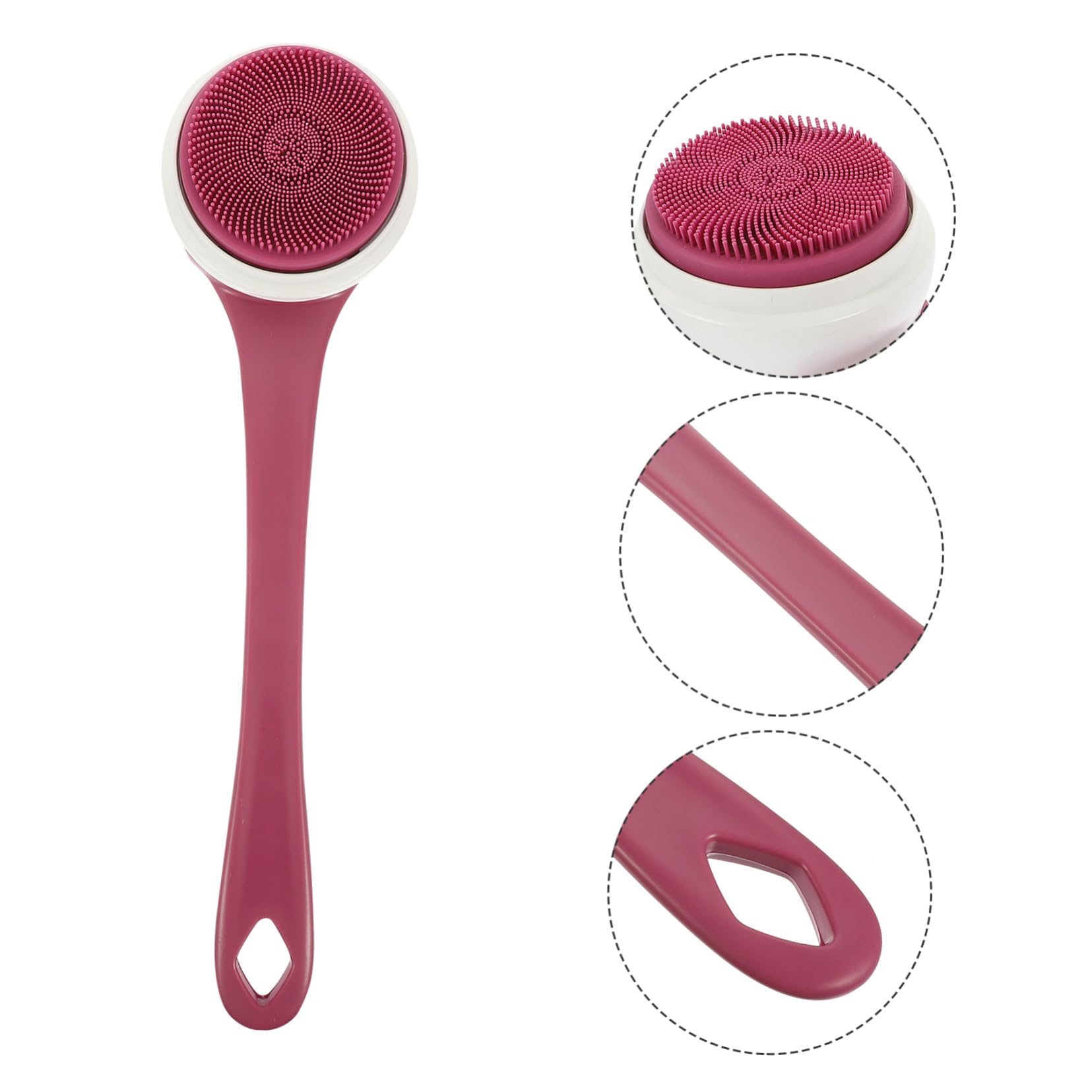 Cepillo de Ducha de Mango Largo Depurador Corporal Reutilizable 3 Velocidades Ajustables y Material de Silicona Resistente al Agua para Exfoliación y Limpieza Diaria