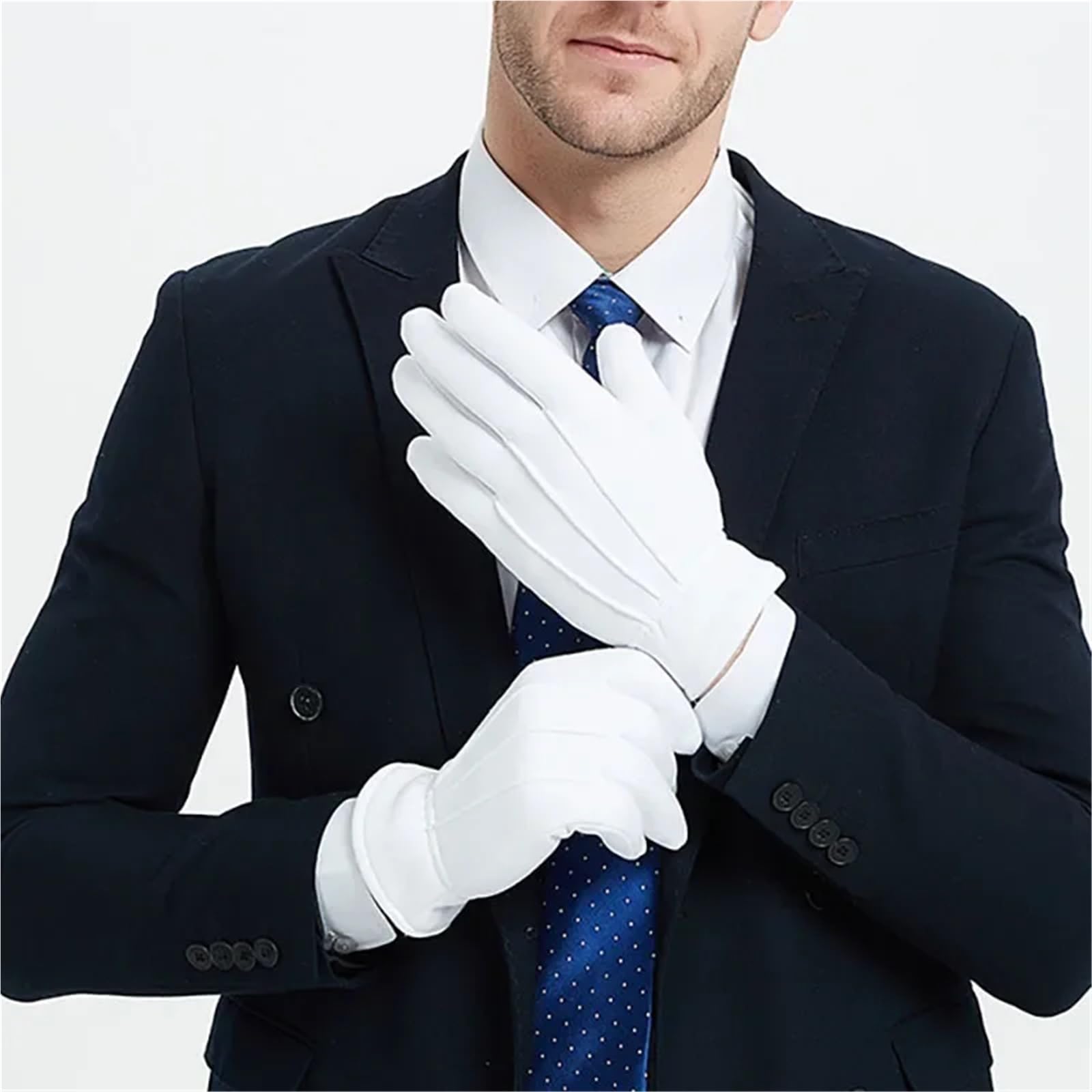 Gants blancs d'hiver chauds for hommes, 2 paires, uniforme de smoking, garde d'honneur, Costume Cosplay, gants majordome travail d'inspection pour Congélateur, Entrepôt