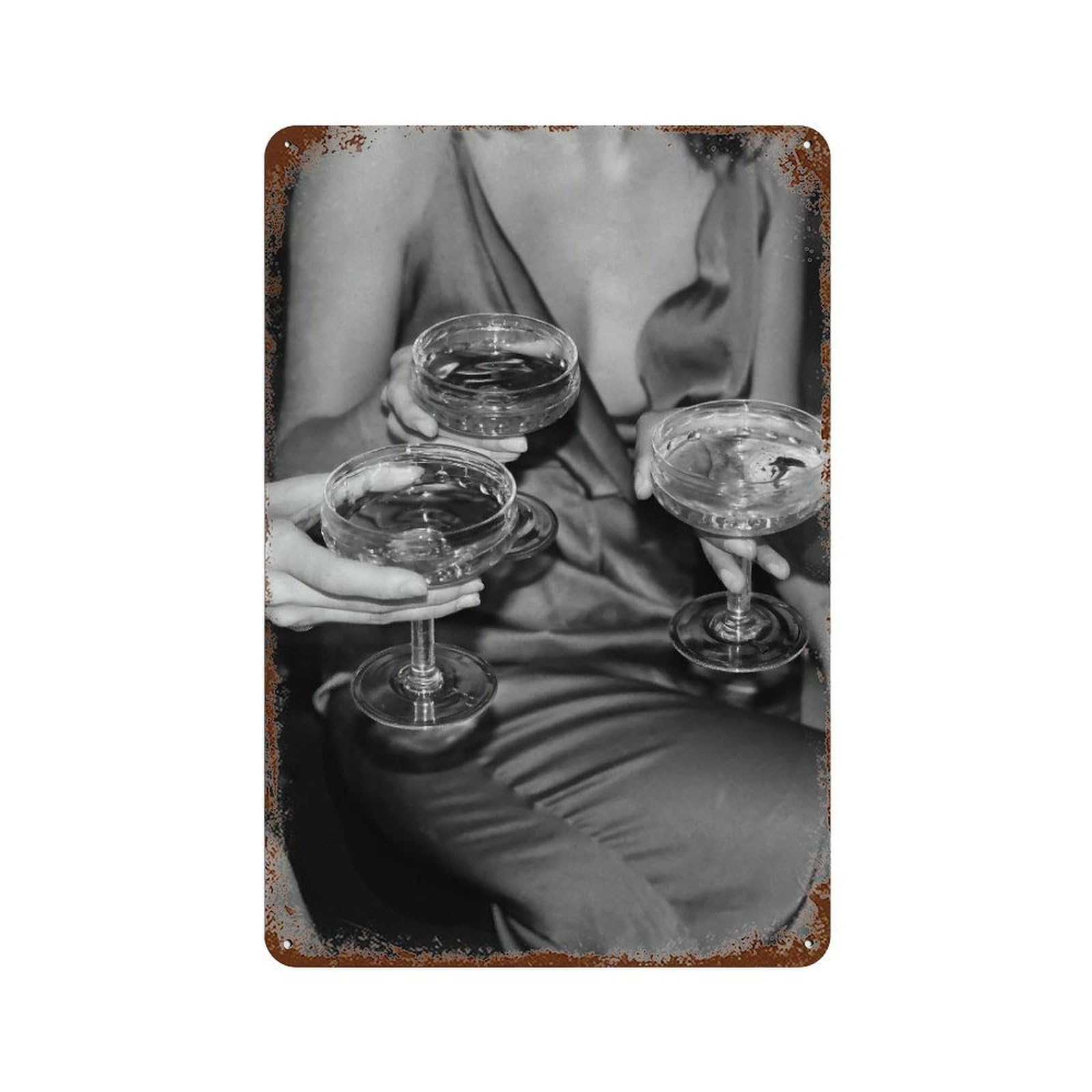 xiaoxiaoshen Cocktail Cheers Print Wall Decor Art Metal Tin Poster Modern Home Decor Art Home Bar Shop Decorations Vintage Sign 30x20cm