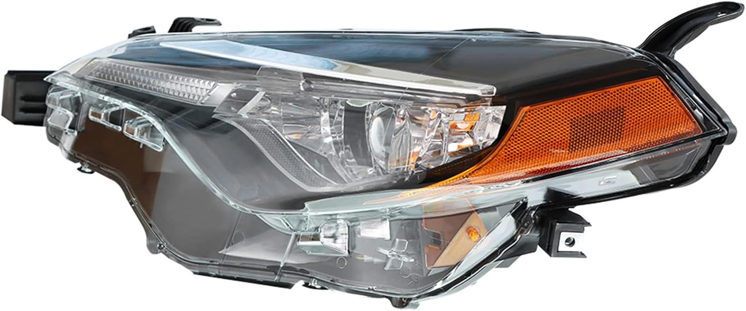 Left Headlight Driver Side Headlamp Assembly Replacement for 2017-2019 Corolla L, LE & LE Eco with Amber Corner
