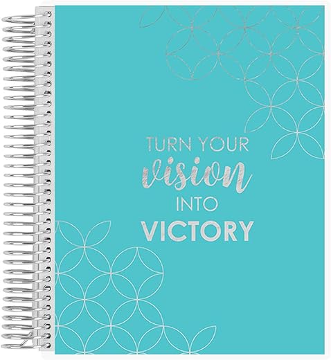 Erin Condren 7" x 9" Prompted Vision Journal - Turquoise Changeable Cover w/Platinum Coil. Vision Spreads, Lined, Dot grid, Sketchbook...