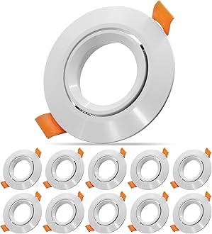 Recessed Lisa White Recessed Spotlight Frame GU10 GU5.3 MR16 Light Fitting with Light Socket Cut Out 70mm (White-10pack)