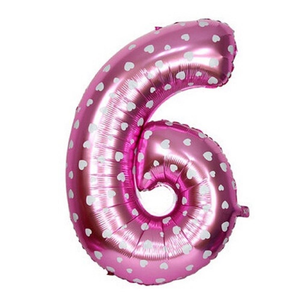 16" Pink Number 6 Foil Balloons Air Filled Self Inflating Birthday Anniversary Wedding Party Banner Decorations