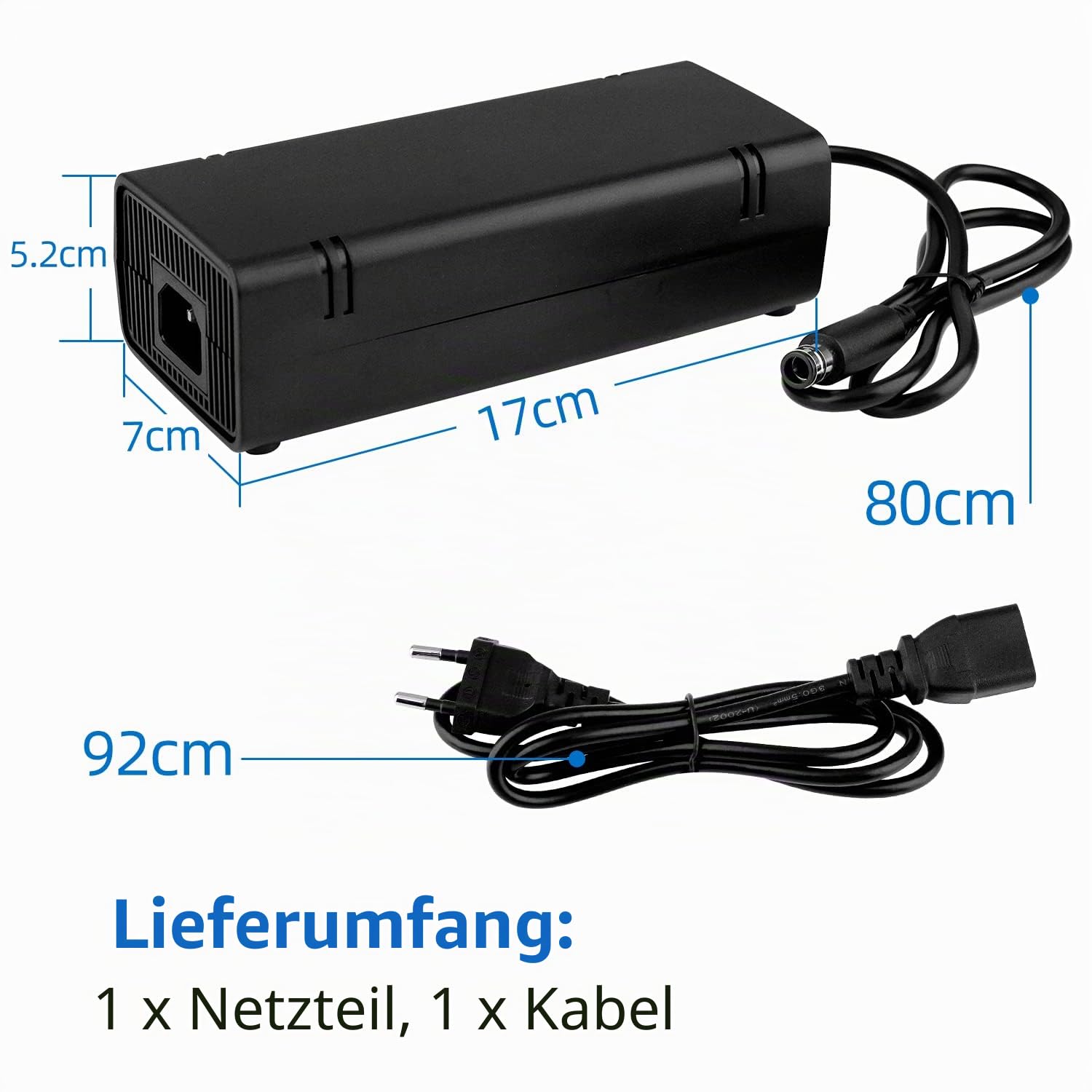 OSTENT EU-AC Adapter, Ladegerät, Stromversorgung, Netzteil, kompatibel für Microsoft Xbox 360 E Konsole