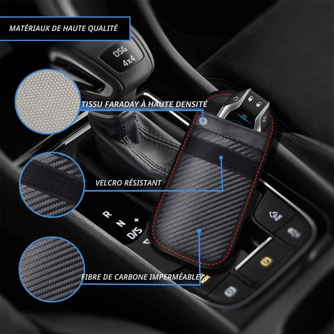 2 Etui Anti RFID Clé Voiture Portable Pochette Anti RFID Faraday Cle Voiture Etui Blocage rfids pour Clef Voituress Keyless Protection Antivol anties Piratage de Télécommande Véhicule（2S)
