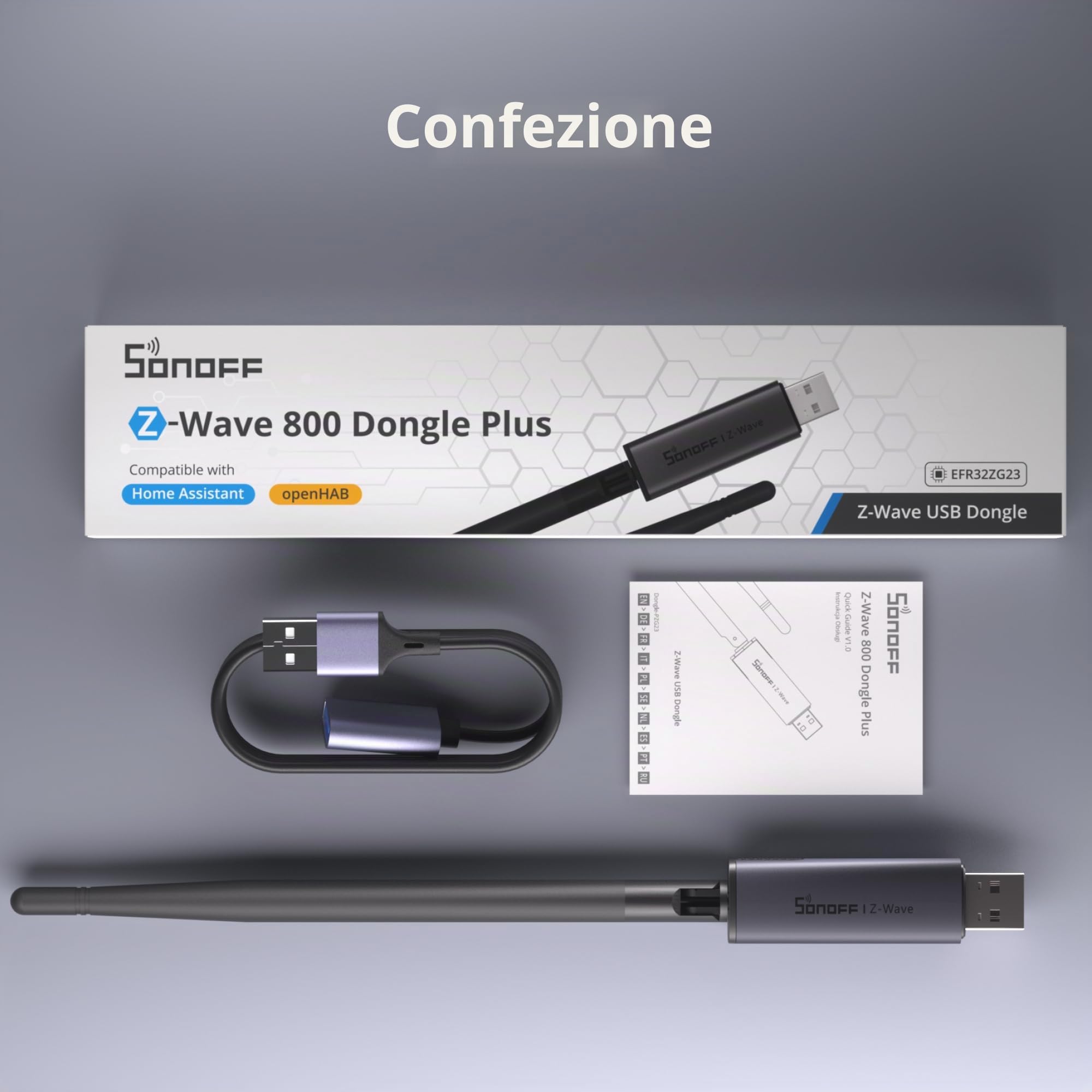 SONOFF Z-Wave 800 Dongle Plus (Dongle-PZG23), chiavetta USB con EFR32ZG23, compatibile con Home Assistant e OpenHAB, sicurezza S2, controllo intelligente intelligente e ad ampio raggio
