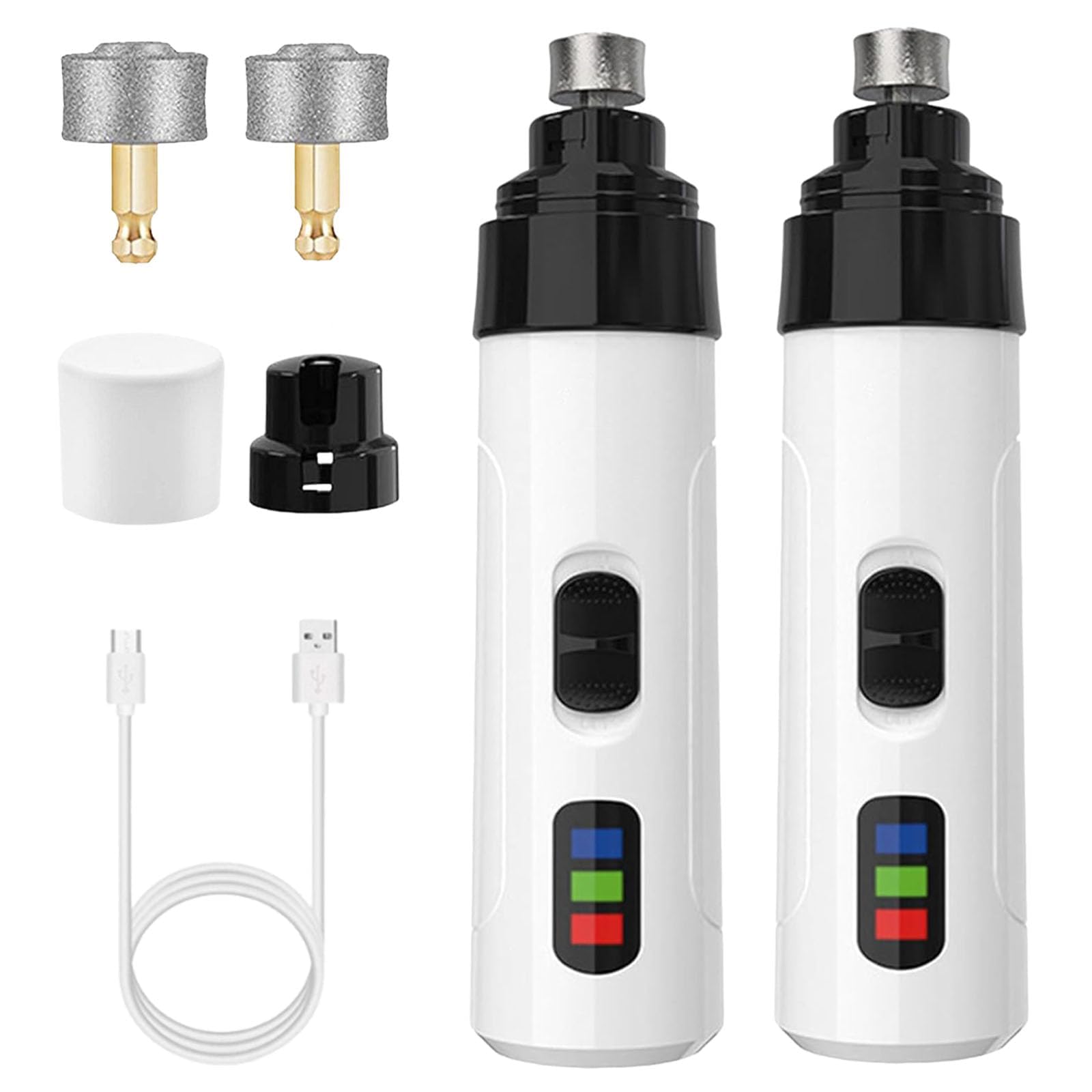 Dog Nail Grinder,Silent Groom Pro Nail Grinder,New Upgraded Dog Silent Nail Grinder for Dogs Silent Dog Nail Trimmer,Electric Dog Nail Clippers Pet Paws Grooming Smoothing Tool (White 2pcs)