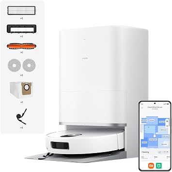 XIAOMI 5 Pro Robot Vacuum & Mop, 20000Pa Powerful Suction, AI Obstacle Avoidance, Low-Profile Design for Under Furniture, Carpet Detection & 80 C Hot Water Mop Washing.