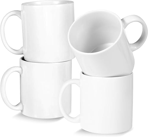 Juego de 4 tazas de café de cerámica súper grandes de 22 onzas, color blanco