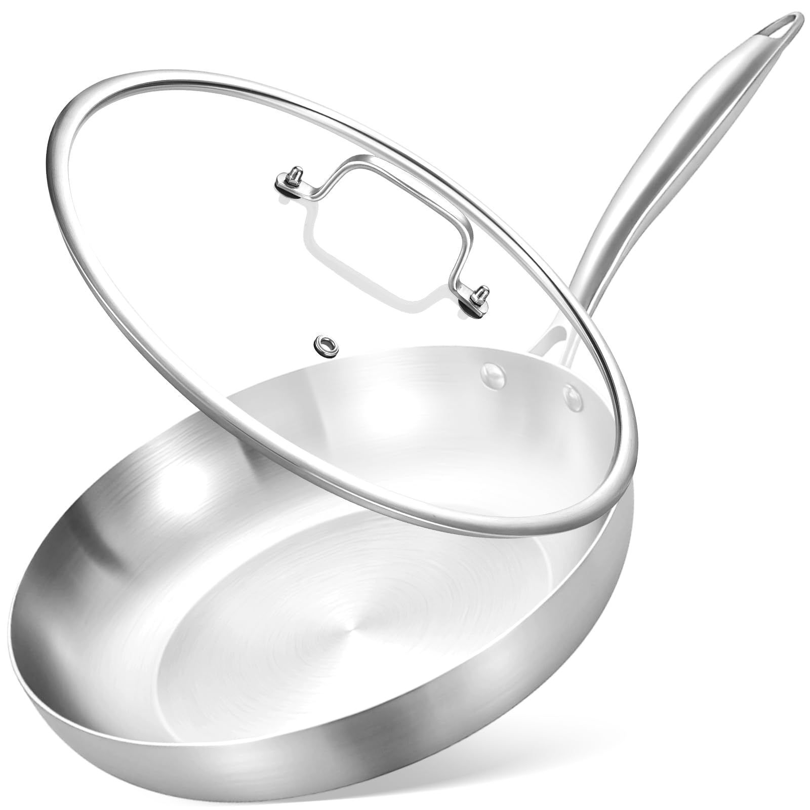 Inqibee 26 CM Tri-Ply Clad Stainless Steel Frying Pan with Lid