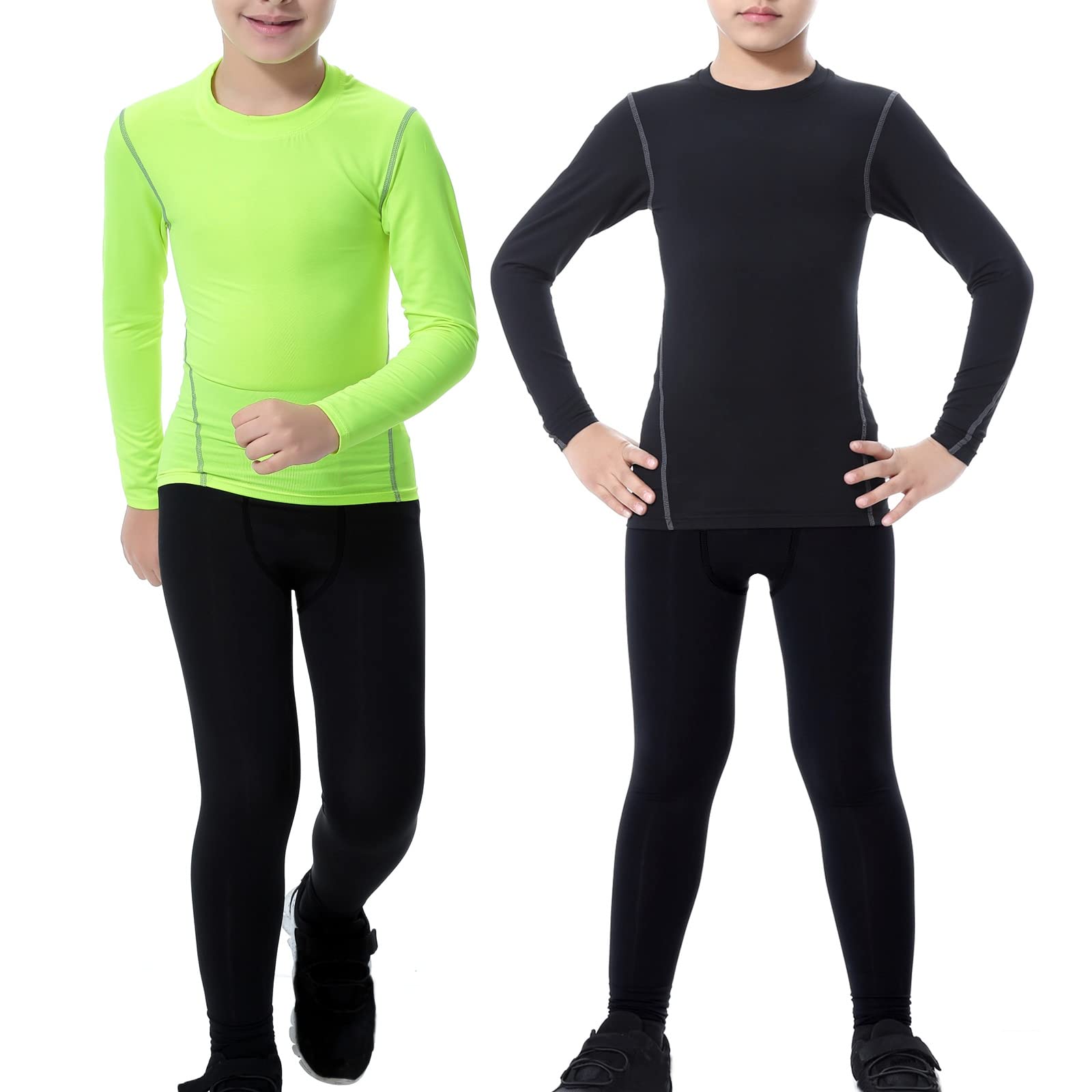 2-Pack Garçons Pantalons de Compression Leggings Collants Enfants Jeunes Sports sous-vêtements sous-vêtements sous-vêtements Équipement Sportif