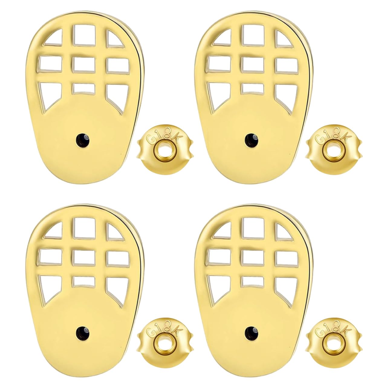 Healvian 4 Set Earring Lifters: Secure Post Support Backs - 18K Gold-Plated Earring Stabilizers - Droop Fixing Backings for Heavy Drop Delicate Jewelry Making