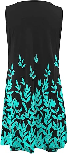 Miniatura 5 de Gesaofa Vestidos de sol para mujer 2024, con cuello redondo, sin mangas, casual, bohemio, vestidos de verano acampanados, vestidos de playa, Verde