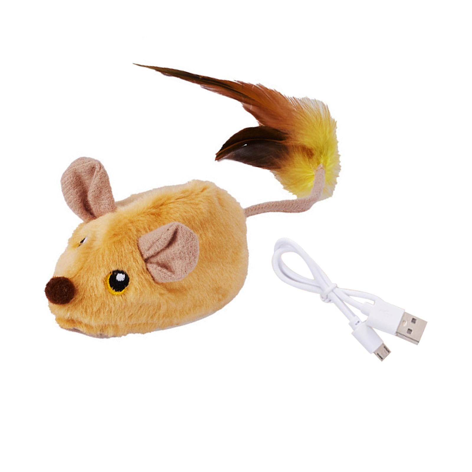 Lot de 5 jouets interactifs pour chat souris lavables Jaune