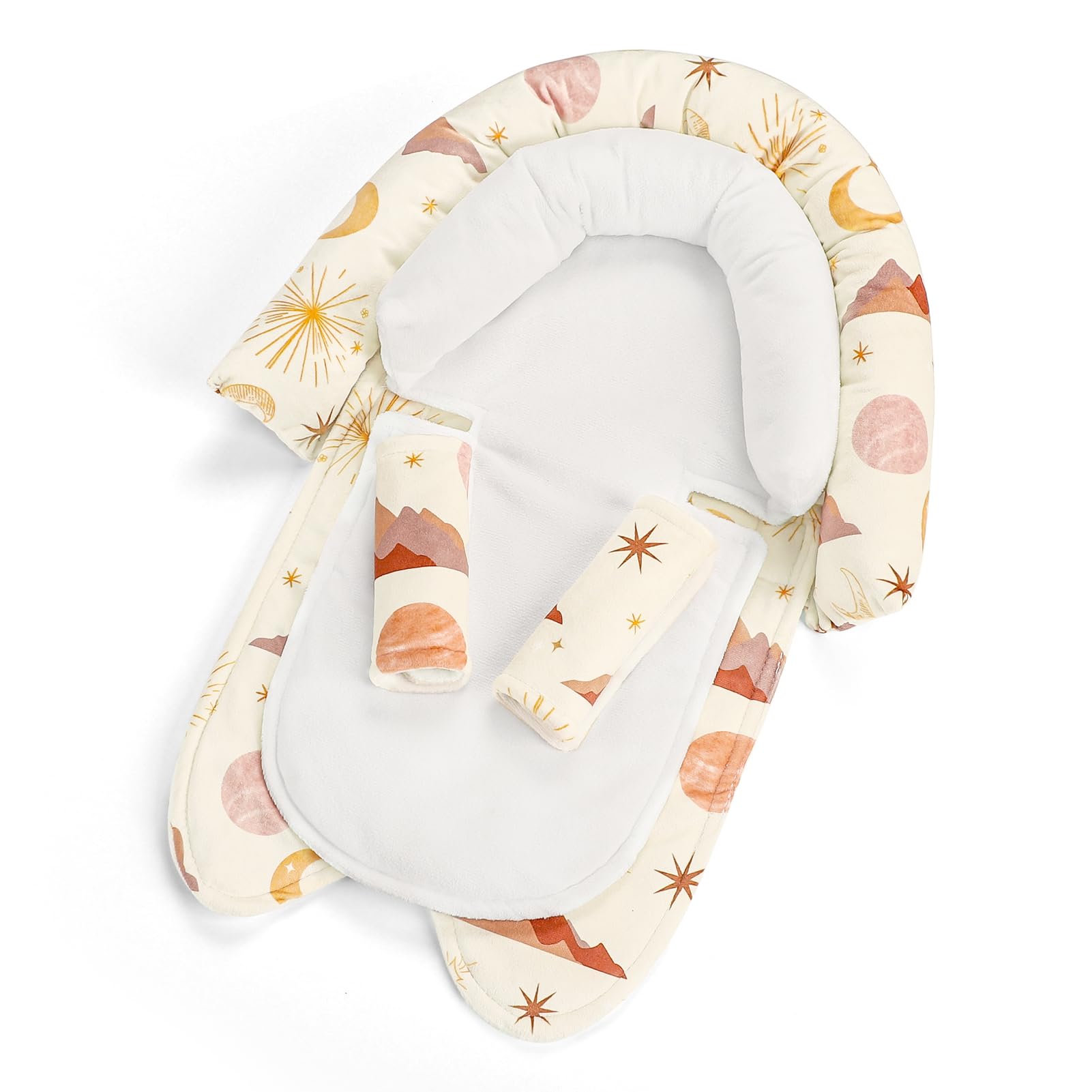 WINGHENLEE Infant Car Seat Insert for Newborn Girls Boys, Upgraded 2-in-1 Baby Carseat Head Support, Soft Reversible Baby Car Seat Insert Cushion Pad