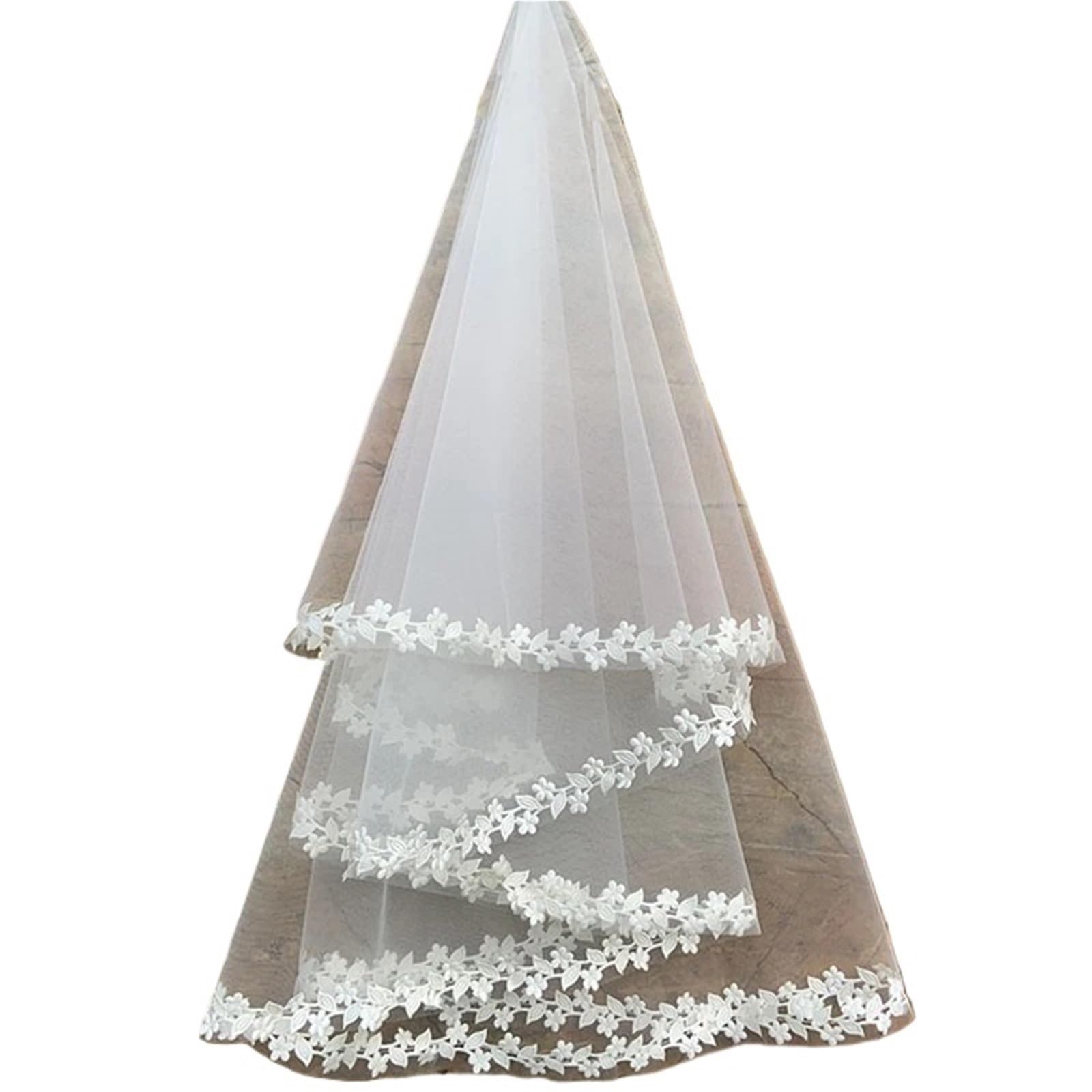 ZXGRfdefa gauze headscarf, Cathedral Wedding Veil 10 Colors White Pink Purple Black Ivory(Ivory,200cm)