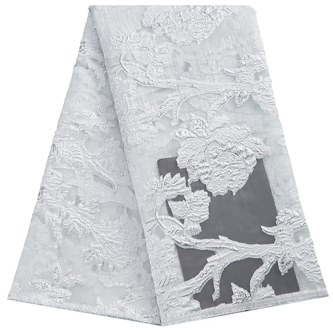 Tela de encaje de tul africano de 5 yardas, encaje de brocado jacquard dorado nigeriano para fiesta, boda, tela de encaje africano, 5 yardas
