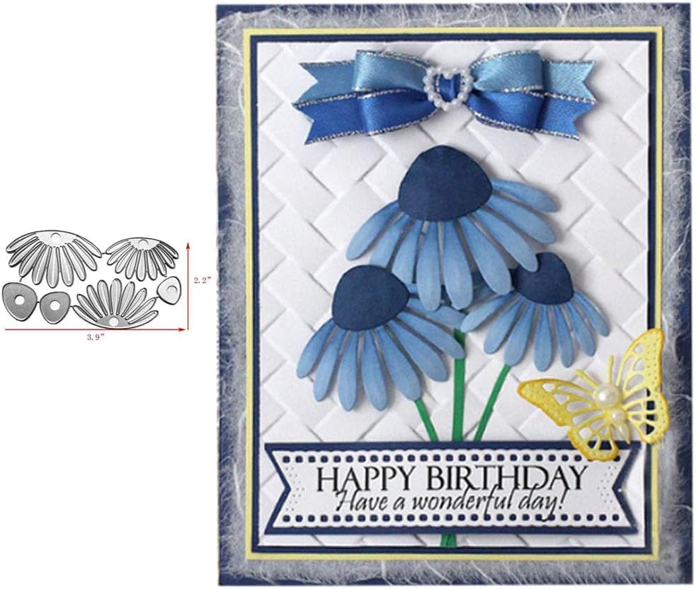 Fustelle Metalliche Per Scrapbooking | Motivo Margherite 10x5,6 Cm | Stencil Per Biglietti E Goffratura