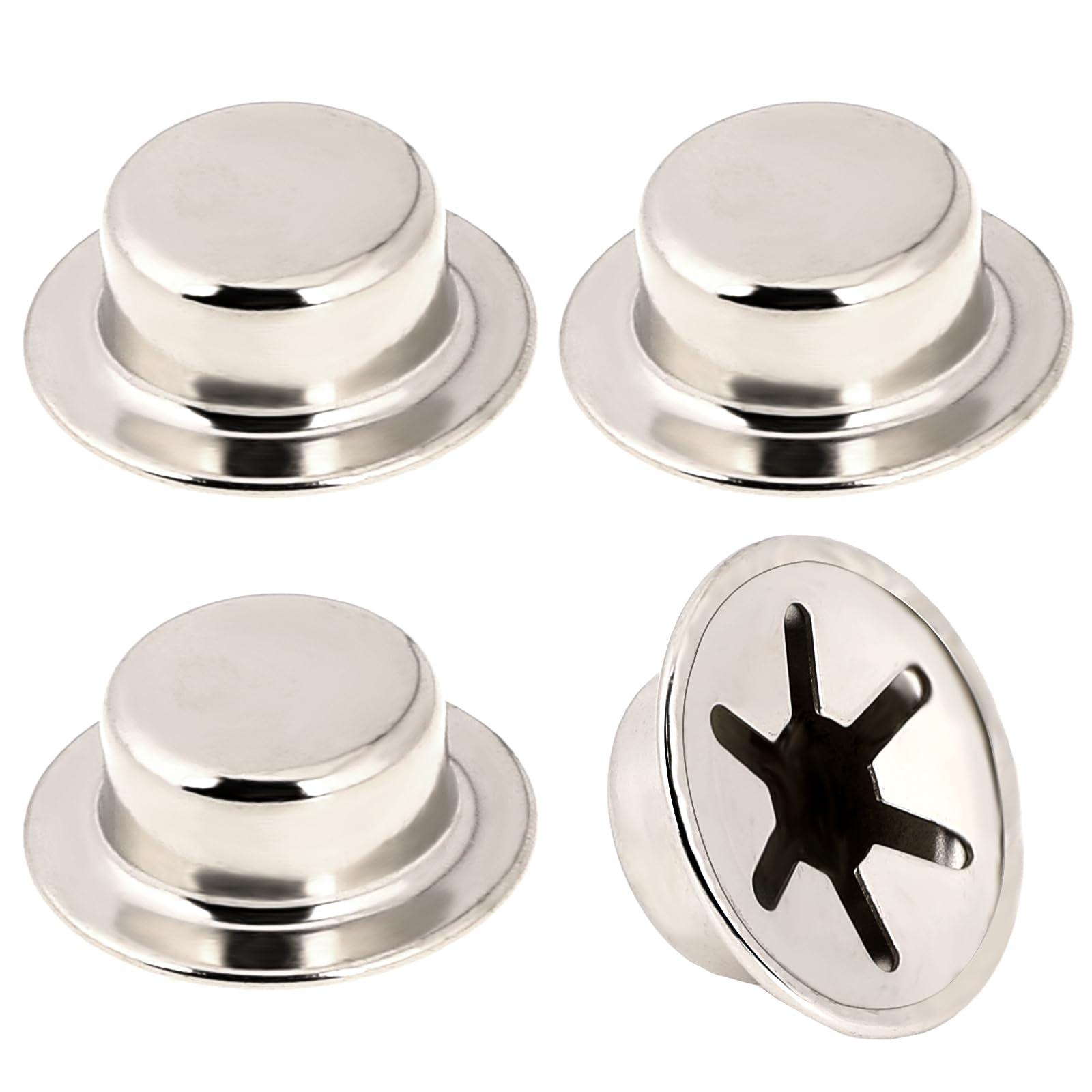 Push on Pushnut Cap Fits 5/8 Inch Axles, 4 Pack Spring Steel Permanent Washer Caps with Mechanical Zinc Plating for Hand Trucks, Rolling Bins and Lawn Push Wagons,Alternative for Cotter Pins